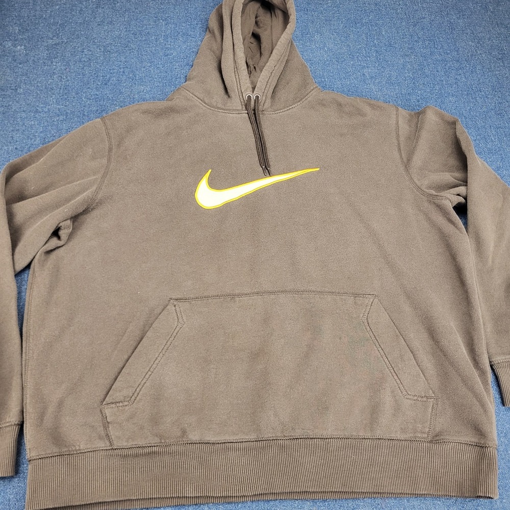 VTG Nike Athletic Dept Brown Pullover Hoodie XL Embroidered Swoosh Sportswear